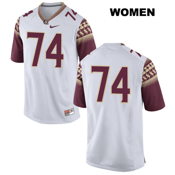 Women's NCAA Nike Florida State Seminoles #74 Derrick Kelly II College No Name White Stitched Authentic Football Jersey NFJ6369YT
